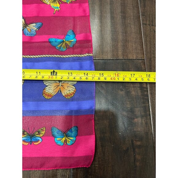Butterfly Print Long Scarf Vibrant Pink Purple Wrap Shawl Lightweight Bohemian - Picture 6 of 7
